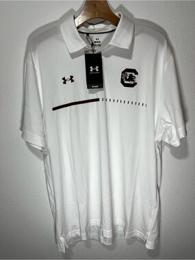 Under Armour White Polo South Carolina Garnet Gamecocks